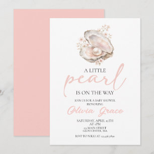 A Little Pearl Is On The Way Coastal Baby Shower Invitation