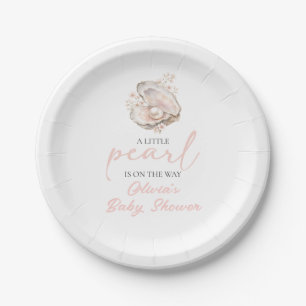A Little Pearl Is On The Way Coastal Baby Shower Paper Plates