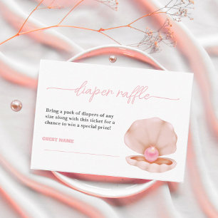A little pearl is On the Way Pink Diaper Raffle Enclosure Card