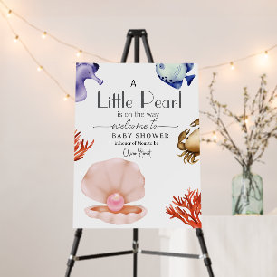 A little pearl  is on the way Pink welcome sign