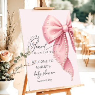 A Little Pearl Pink Bow Baby Shower Welcome Foam Board