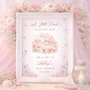 A Little Pearl Under the Sea Baby Shower Welcome  Poster