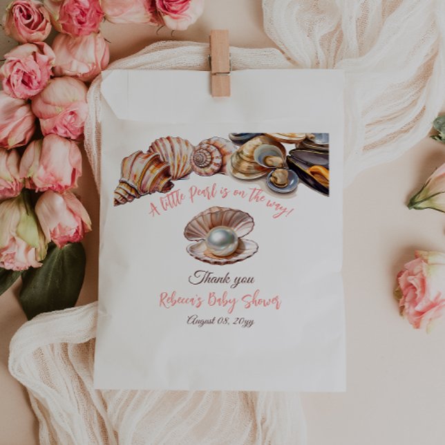 A Little Pearl Under the Sea Girl Baby Shower Favor Bag (Creator Uploaded)