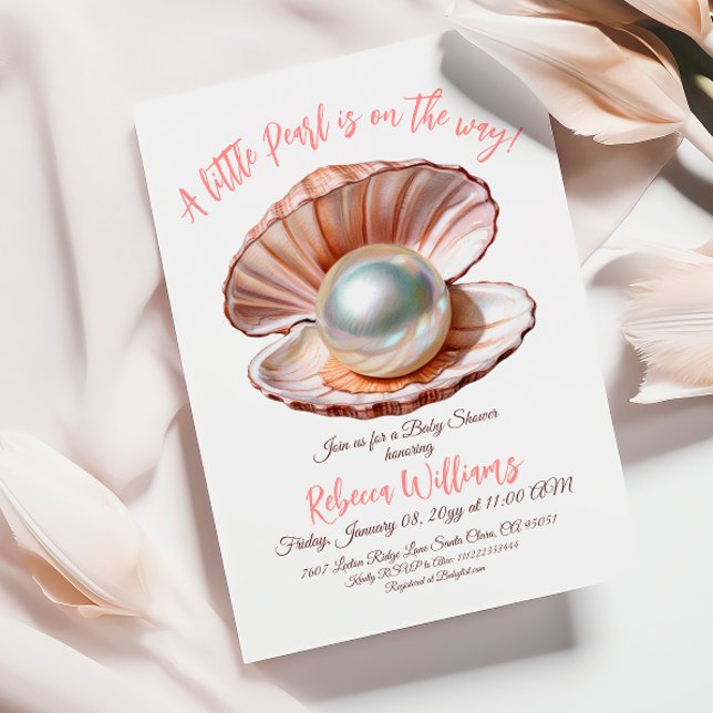 A Little Pearl Under the Sea Girl Baby Shower Invitation (Creator Uploaded)