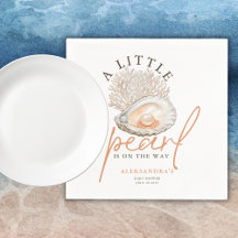 A Little Pearl Watercolor Seashell Baby Shower