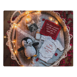 A little penguin love pregnancy announcement jigsaw puzzle