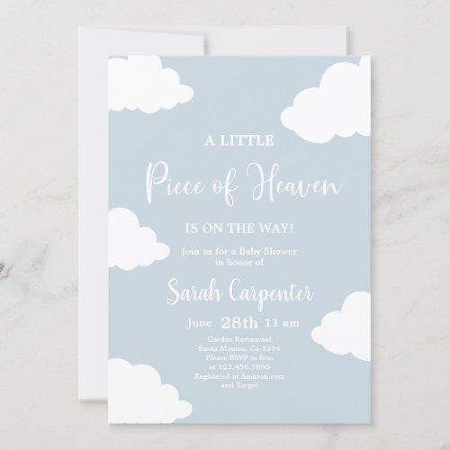 A Little Piece of Heaven Baby Shower Invitation