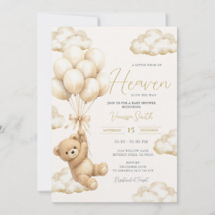 A Little Piece of Heaven bear Baby Shower Invite, Invitation