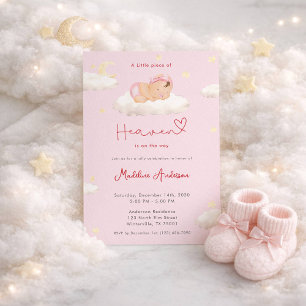 A Little Piece of Heaven Clouds Baby Girl Shower Invitation