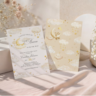 A Little Piece Of Heaven Dreamy Sky Baby Shower Invitation