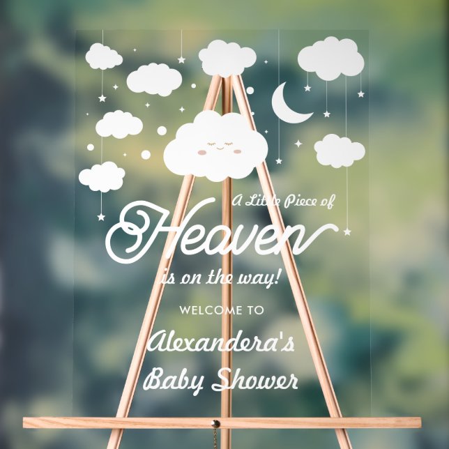 A Little Piece Of Heaven Baby Shower Decal Sign - 35.4x11.8 Inch Vinyl Sticker For Arch & Wall Decor