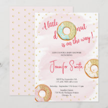 A Little pink golden donut Baby Shower invitation