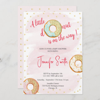 A Little pink golden donut Baby Shower invitation