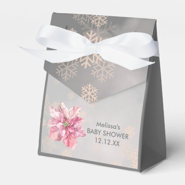 A Little Pink Snowflake Pink Poinsettia Favor Box (Front Side)