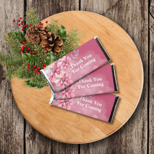 A Little Pink Snowflake Pink Poinsettia Hershey Bar Favors
