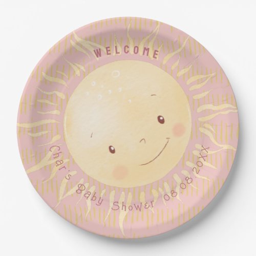  A Little Pink Sunshine Personalized Baby Shower Paper Plates