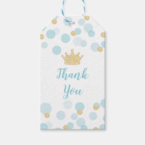 A Little Prince Baby Shower Blue Gold Gift Tags