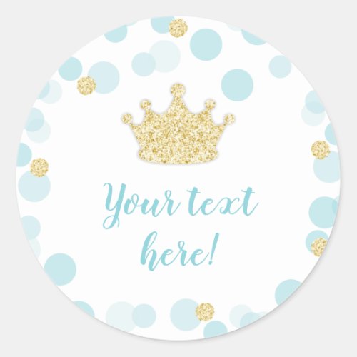 A Little Prince Baby Shower Labels in Blue Gold