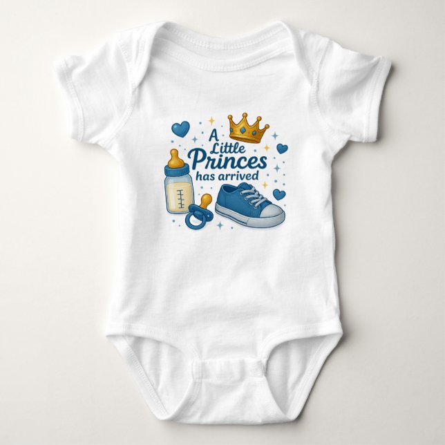 A Little Prince Has Arrived Baby Boy Celebrat Baby Bodysuit (Front)