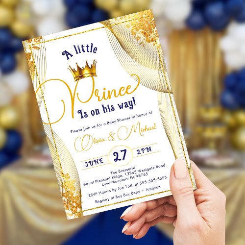 A Little Prince Is On His Way Boy Baby Shower Invitation