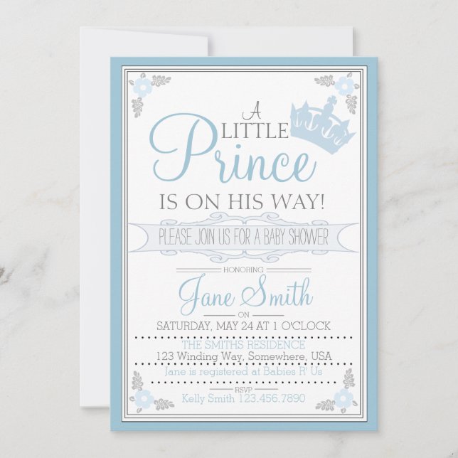 A Little Prince Is On His Way Invitation (Front)