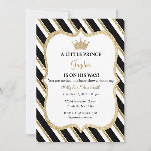 A Little Prince is on his Way Invitation Baby Boy Invitation