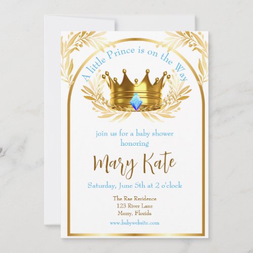 A little Prince is on the way baby Invitation