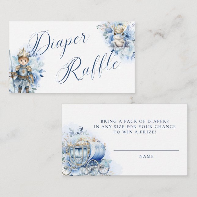 A Little Prince Royal Blue Shower Diaper Raffle Enclosure Card (Front/Back)