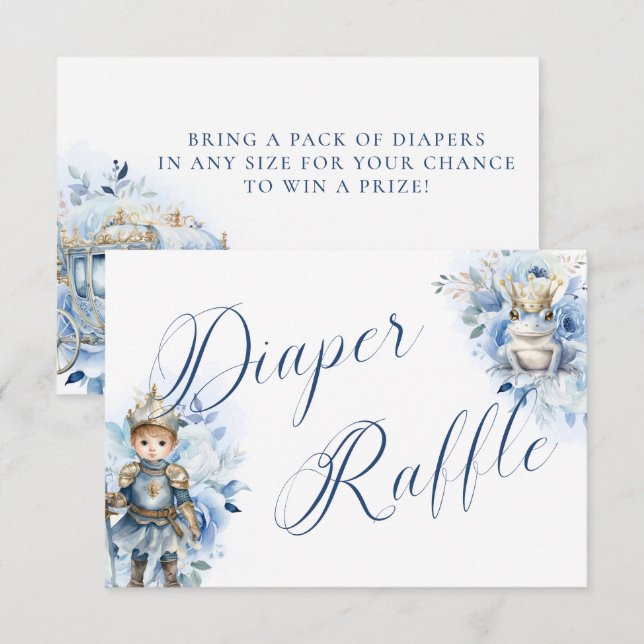 A Little Prince Royal Blue Shower Diaper Raffle Invitation (Front/Back)