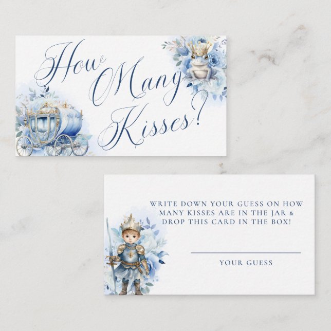 A Little Prince Royal Blue Shower Kisses Enclosure Card (Front/Back)