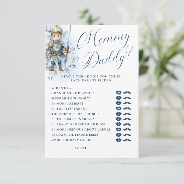 A Little Prince Royal Blue Shower Mommy Or Daddy Invitation (Standing Front)