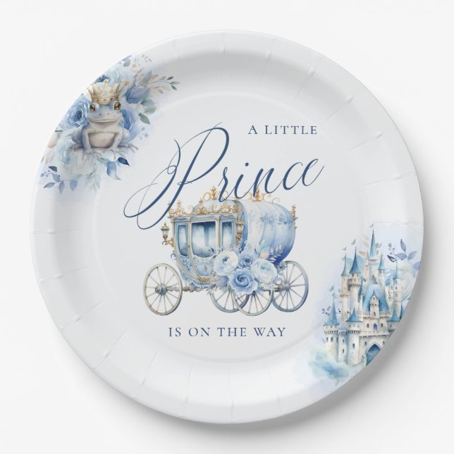 A Little Prince Royal Blue Shower Paper Plates (Front)
