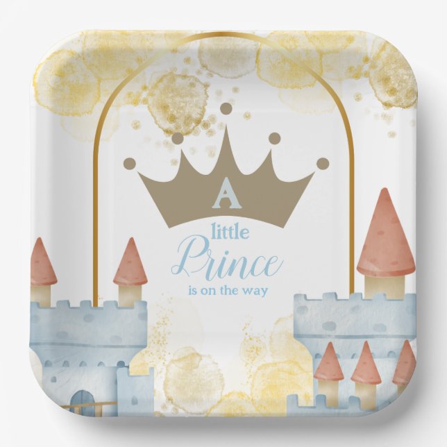 A Little Prince with Castle Baby Shower Paper Plates (Front)