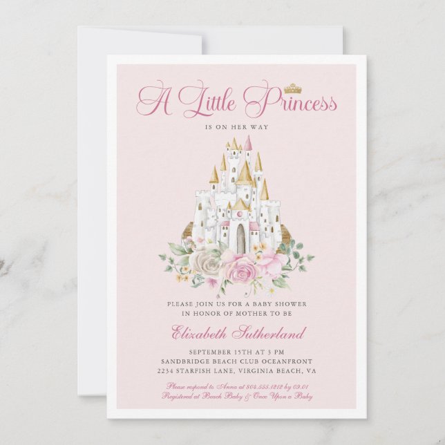 A Little Princes is On Her Way Girl Baby Shower  Invitation (Front)