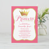 A Little Princess Baby Shower Pink and Gold Invitation (Standing Front)