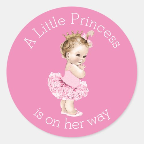 A Little Princess Ballerina Baby Shower Pink Classic Round Sticker