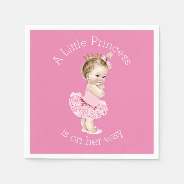 A Little Princess Ballerina Baby Shower Pink Napkins (Front)