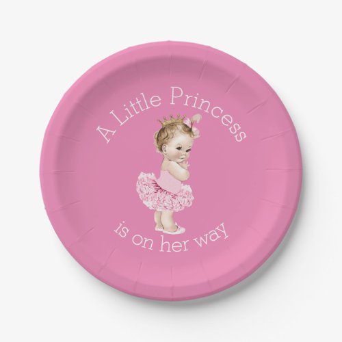 A Little Princess Ballerina Baby Shower Pink Paper Plates