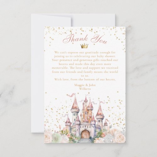 A Little Princess Blush Gold Crown Castle Shower Thank You Card