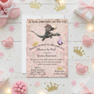 A Little Princess Dragon Baby Shower By Mail Invitation
