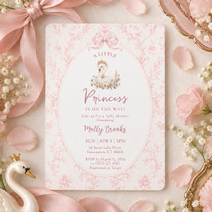 A Little Princess Elegant Swan Baby Shower Invitation