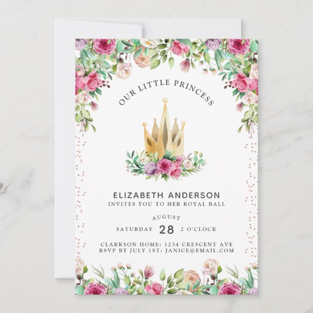 A Little Princess Floral Birthday Card (Front)