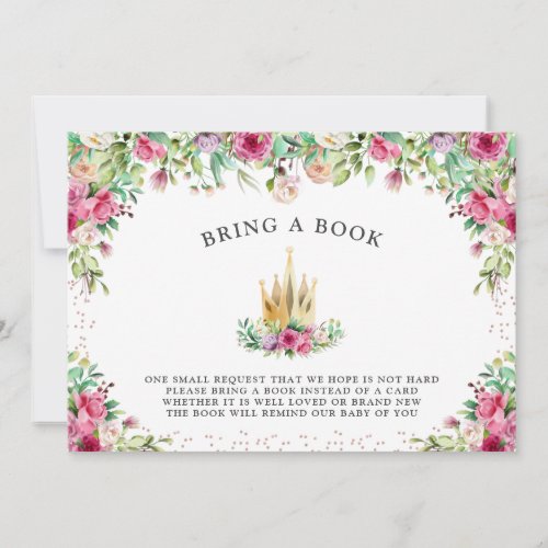 A Little Princess Floral Bring a Book Invitation