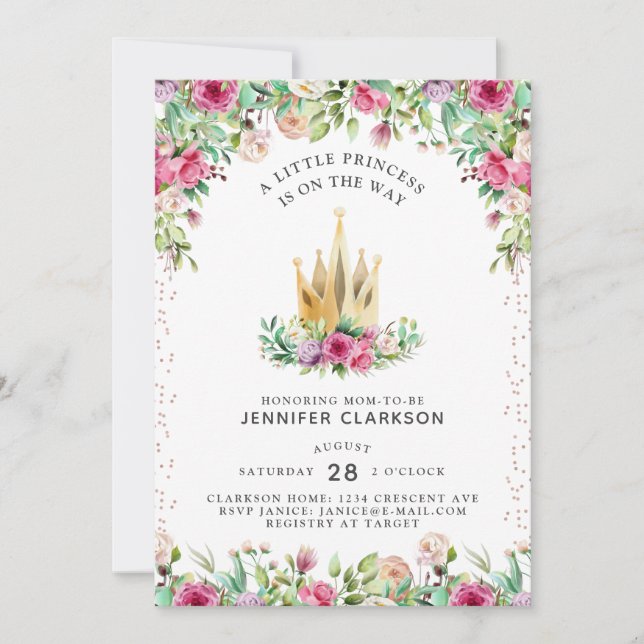 A Little Princess Floral Invitation (Front)