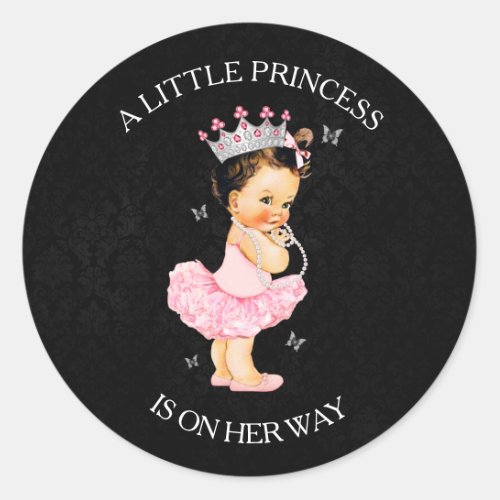 A Little Princess is on Her Way Baby Shower Classic Round Sticker