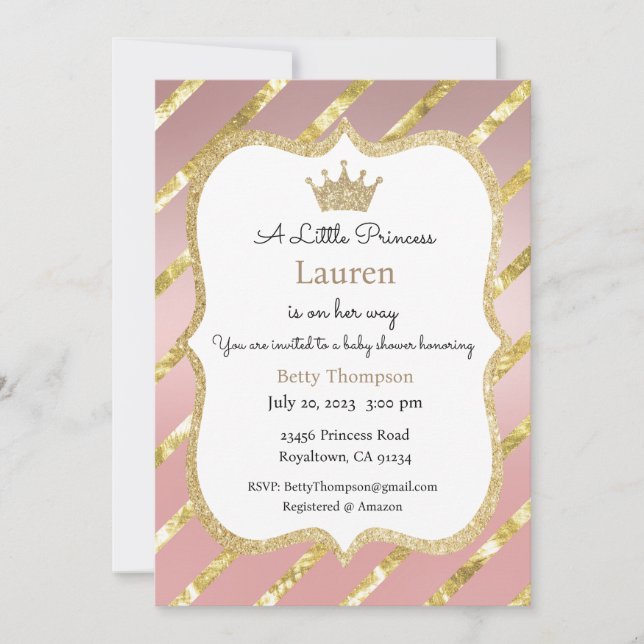 A Little Princess is on Her Way Invitation, Tiara Invitation (Front)