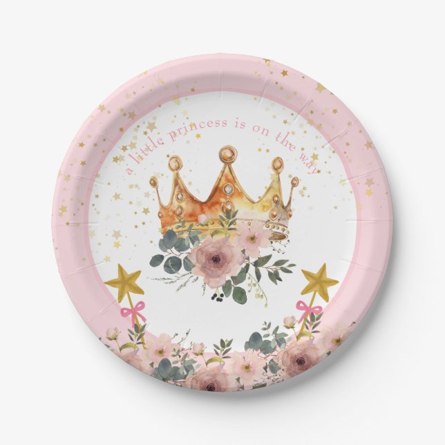 A Little princess is on the way Crown Paper Plates (Front)