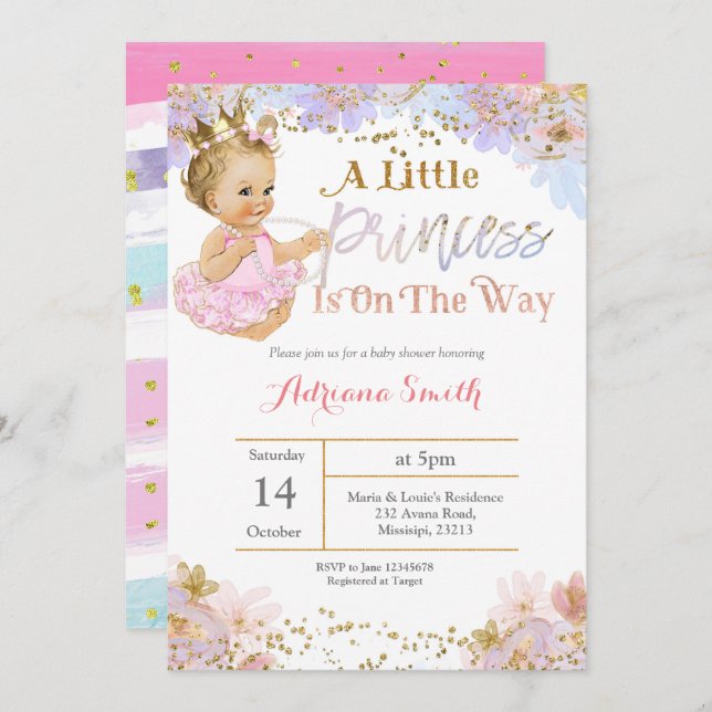 A Little Princess is on the way invitation (Front/Back)