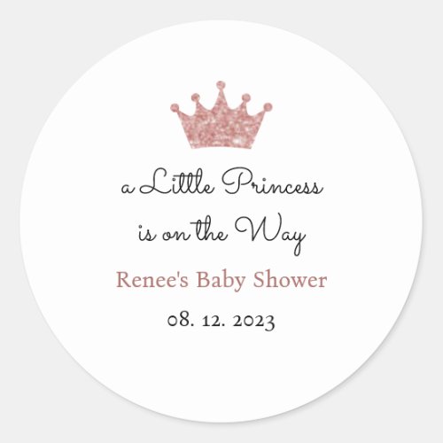 A Little Princess is on the Way Labels Favor Classic Round Sticker