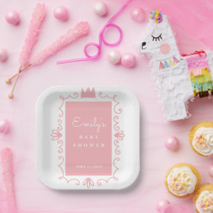 A Little Princess Modern Pink Girl Baby Shower Paper Plates